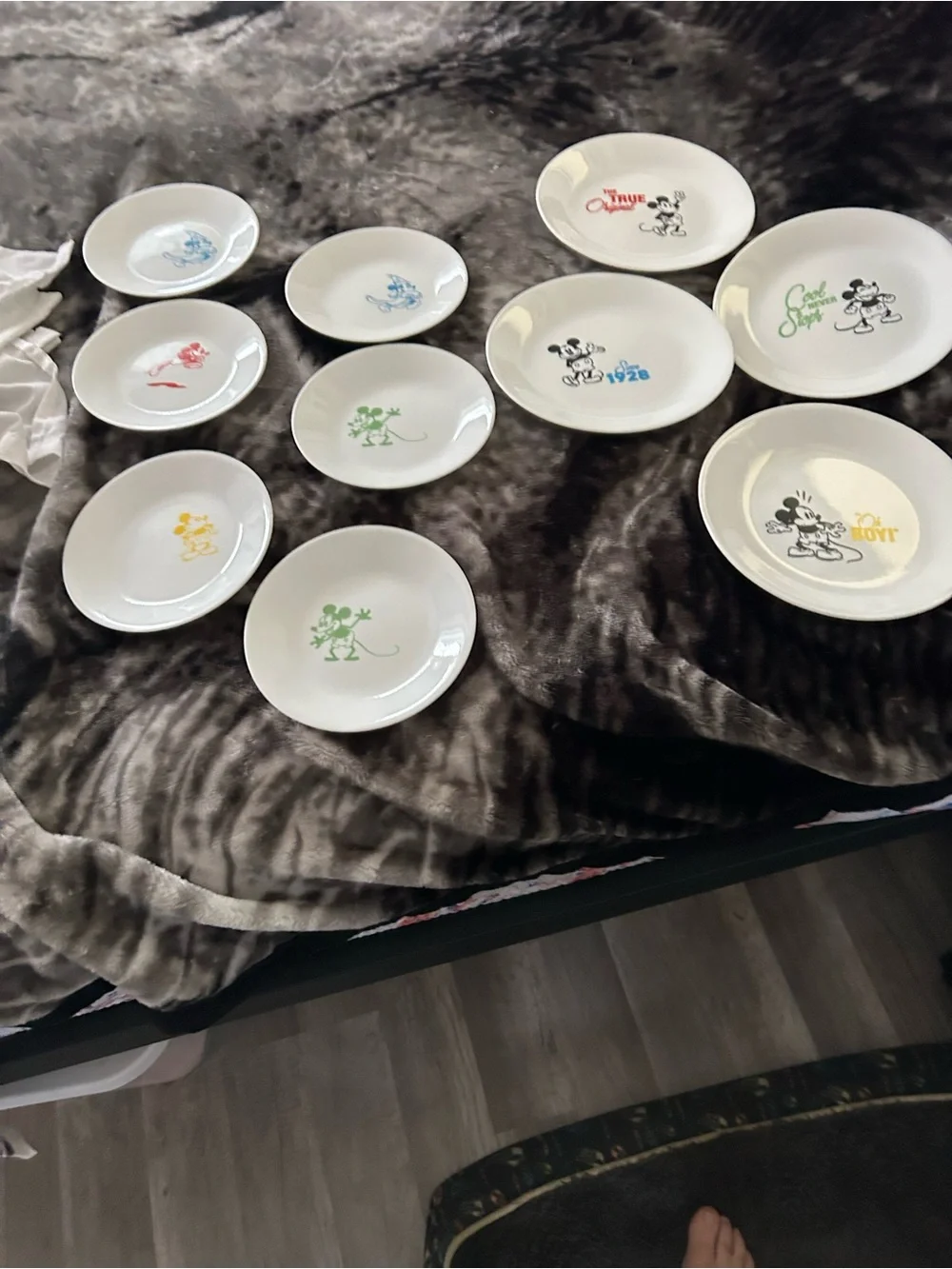 Disney Mickey Mouse Ceramic Plates - Assorted Colors 4 dinner and 6 appetizers